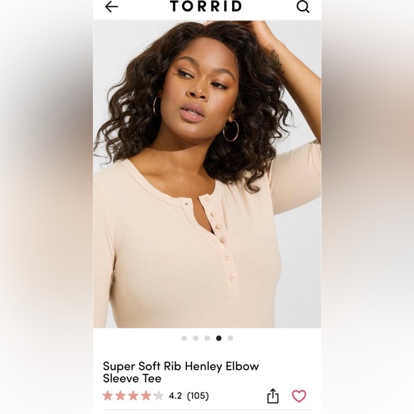 Torrid Cream Henley Bodysuit - Picture 2 of 6